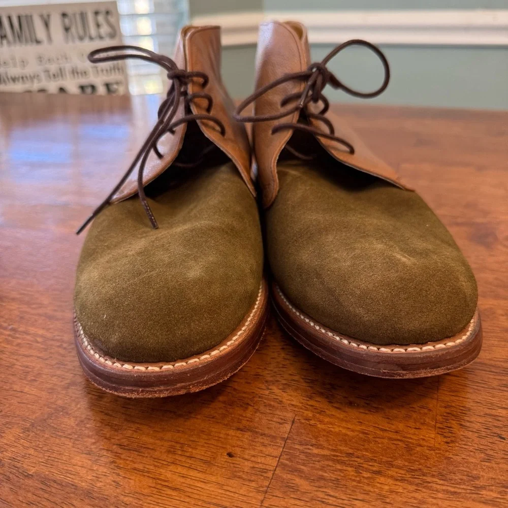 Stacy Adams Madison II Chukka Boots tan olive size 10.5 D brown leather suede